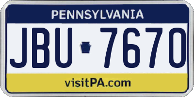 PA license plate JBU7670