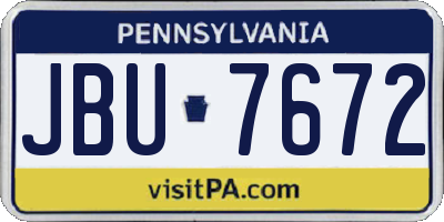 PA license plate JBU7672