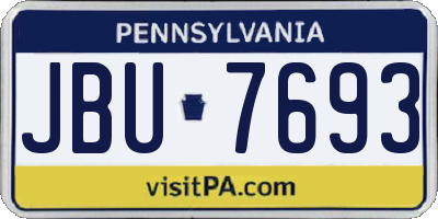 PA license plate JBU7693