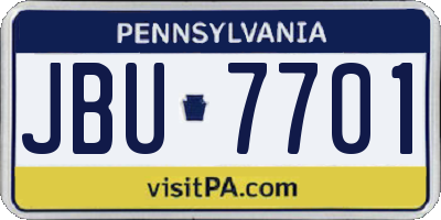 PA license plate JBU7701