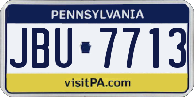PA license plate JBU7713