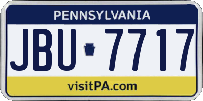 PA license plate JBU7717