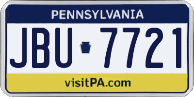 PA license plate JBU7721