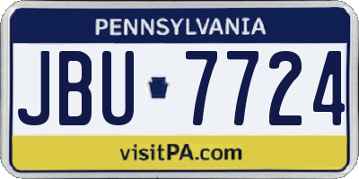 PA license plate JBU7724