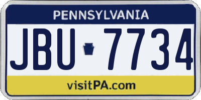 PA license plate JBU7734
