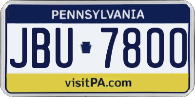 PA license plate JBU7800