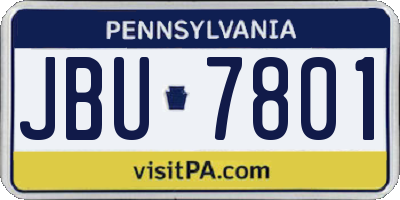PA license plate JBU7801