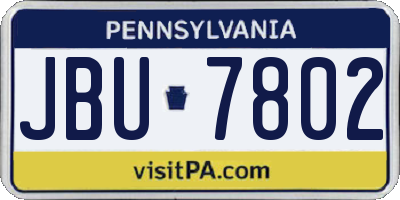 PA license plate JBU7802