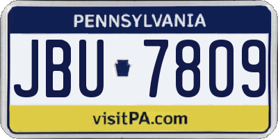 PA license plate JBU7809