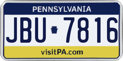 PA license plate JBU7816