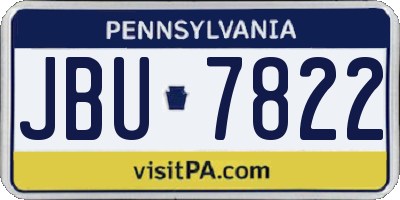 PA license plate JBU7822