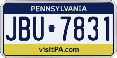 PA license plate JBU7831