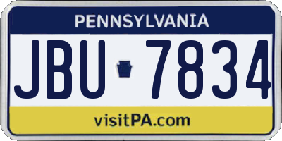 PA license plate JBU7834