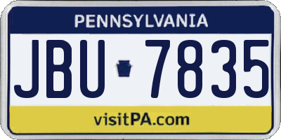 PA license plate JBU7835