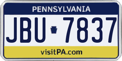 PA license plate JBU7837