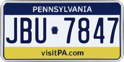PA license plate JBU7847