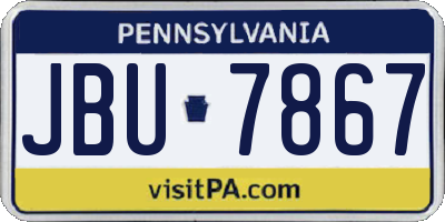 PA license plate JBU7867