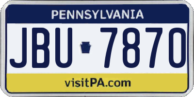 PA license plate JBU7870