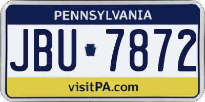 PA license plate JBU7872