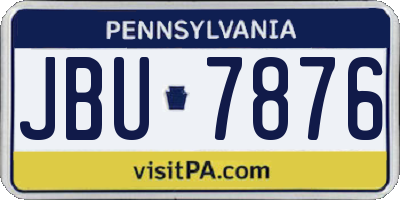 PA license plate JBU7876