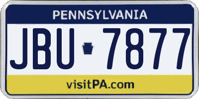 PA license plate JBU7877