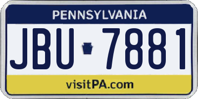 PA license plate JBU7881