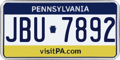 PA license plate JBU7892