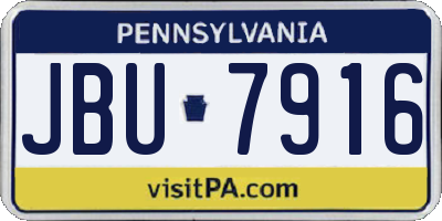 PA license plate JBU7916