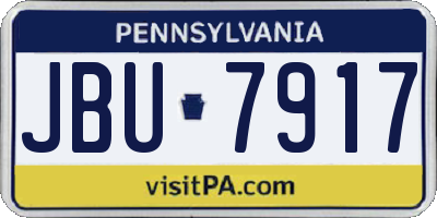 PA license plate JBU7917