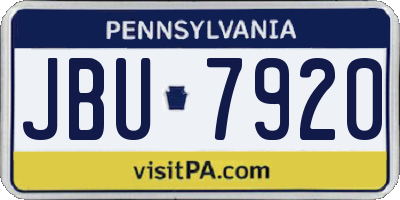 PA license plate JBU7920