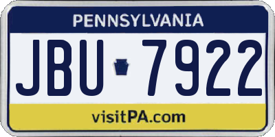 PA license plate JBU7922