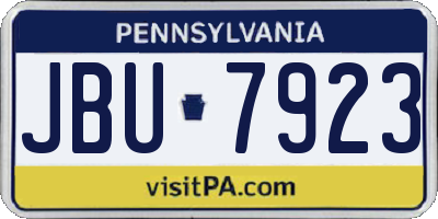PA license plate JBU7923