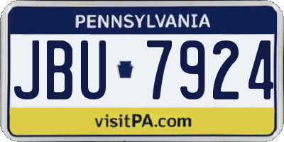 PA license plate JBU7924