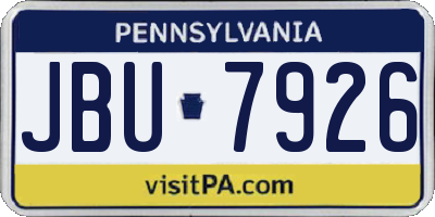 PA license plate JBU7926