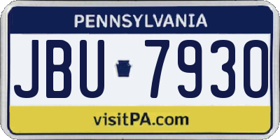 PA license plate JBU7930