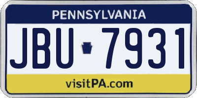 PA license plate JBU7931