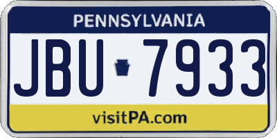 PA license plate JBU7933