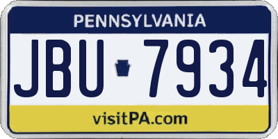PA license plate JBU7934