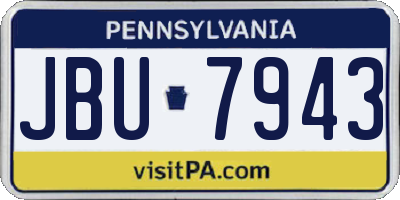 PA license plate JBU7943