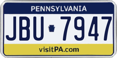 PA license plate JBU7947