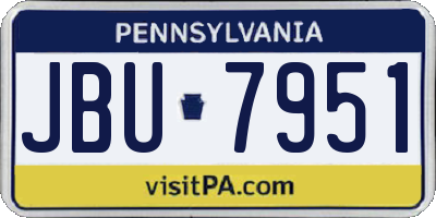 PA license plate JBU7951