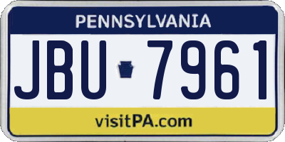 PA license plate JBU7961