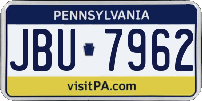 PA license plate JBU7962