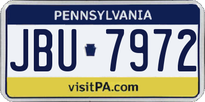 PA license plate JBU7972