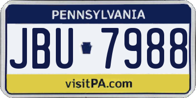 PA license plate JBU7988