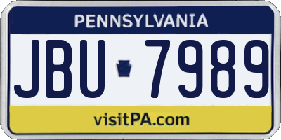 PA license plate JBU7989