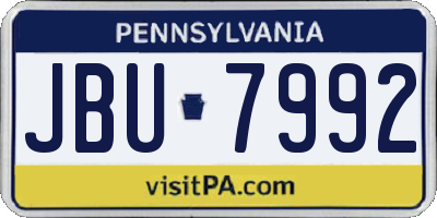 PA license plate JBU7992