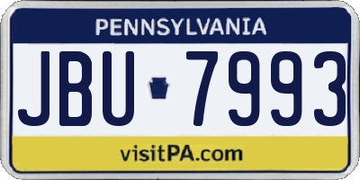 PA license plate JBU7993