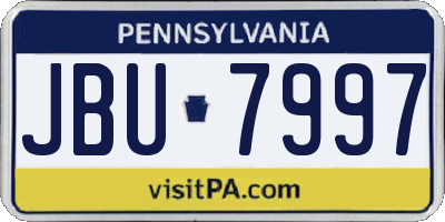 PA license plate JBU7997
