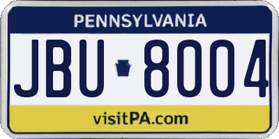 PA license plate JBU8004